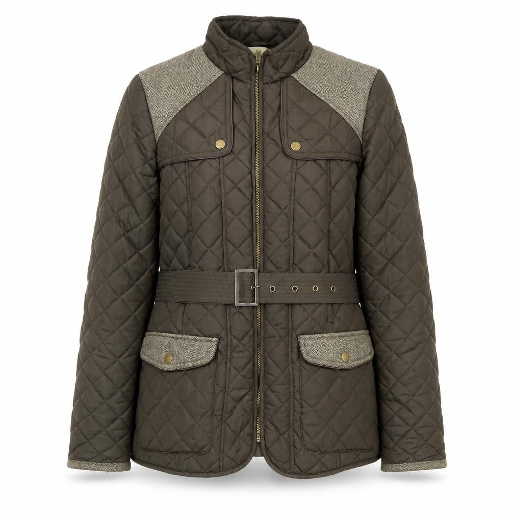 Womens UK Size 10 Red Herring Green Quilted Coat
