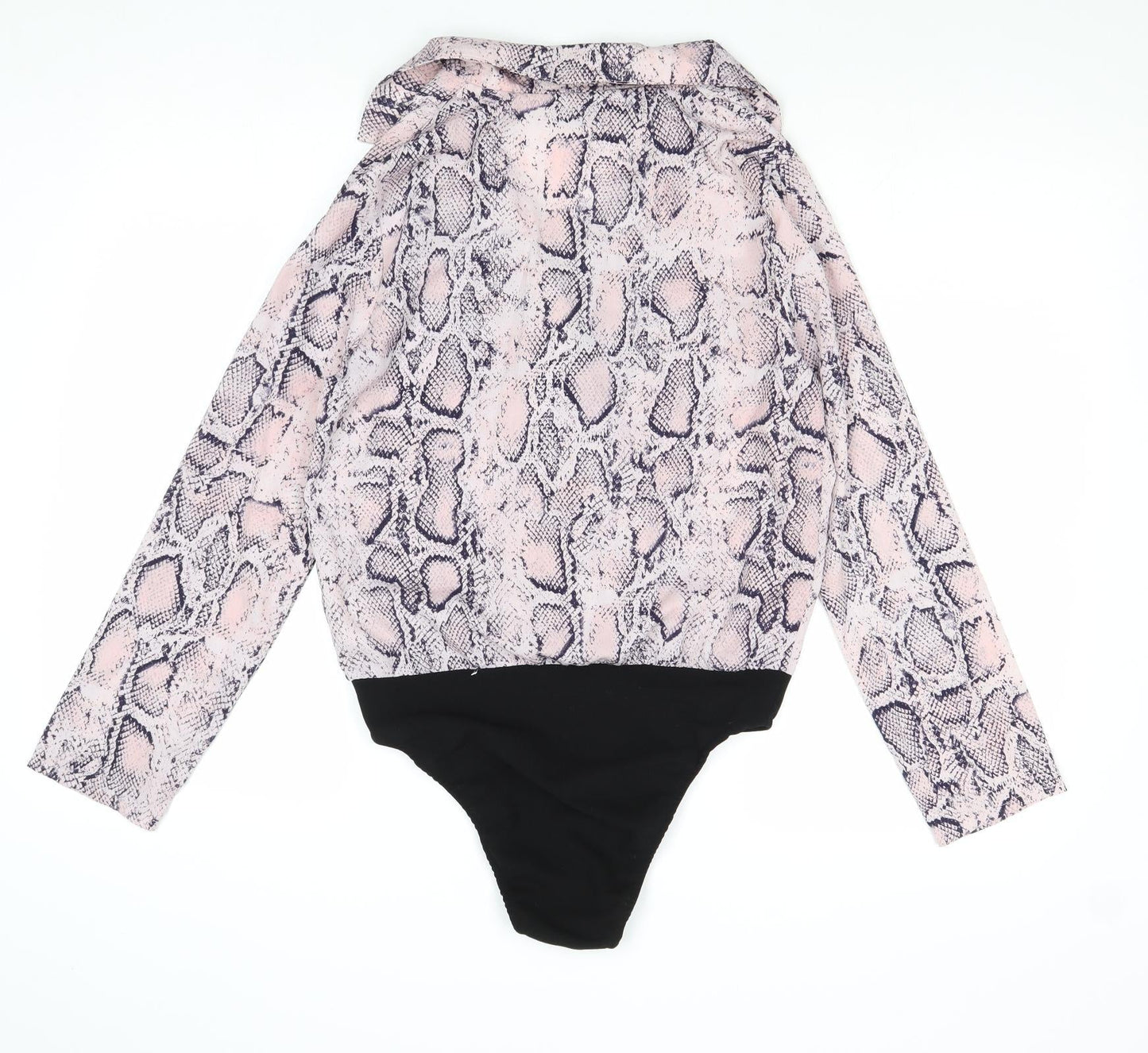 Parisian Womens Pink Animal Print Polyester Bodysuit One-Piece Size 10 Snap - Snake Print