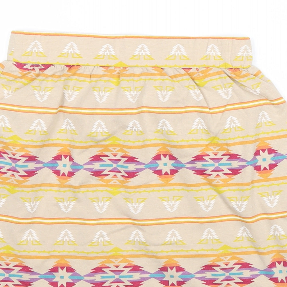 New Look Girls Multicoloured Geometric Polyester Mini Skirt Size 10-11 Years Regular Pull On