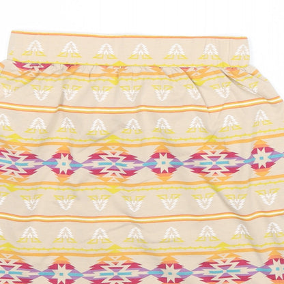New Look Girls Multicoloured Geometric Polyester Mini Skirt Size 10-11 Years Regular Pull On
