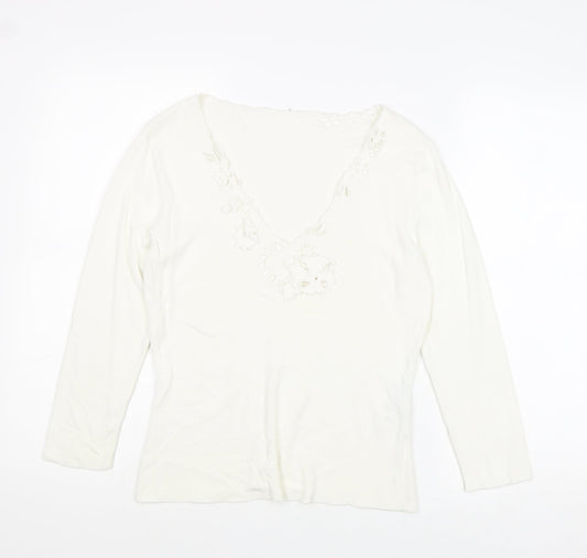 Womens UK Size 14 Principles White Basic T-Shirt