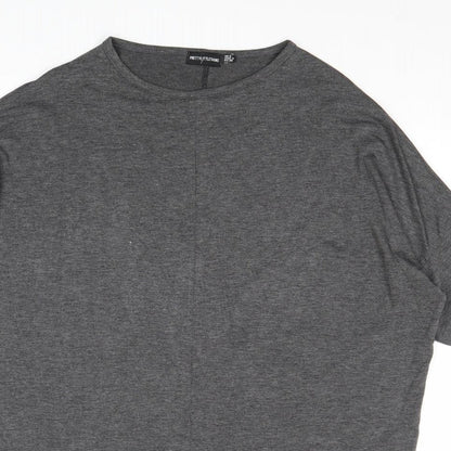 PRETTYLITTLETHING Womens Grey Viscose T-Shirt Dress Size 8 Round Neck Pullover