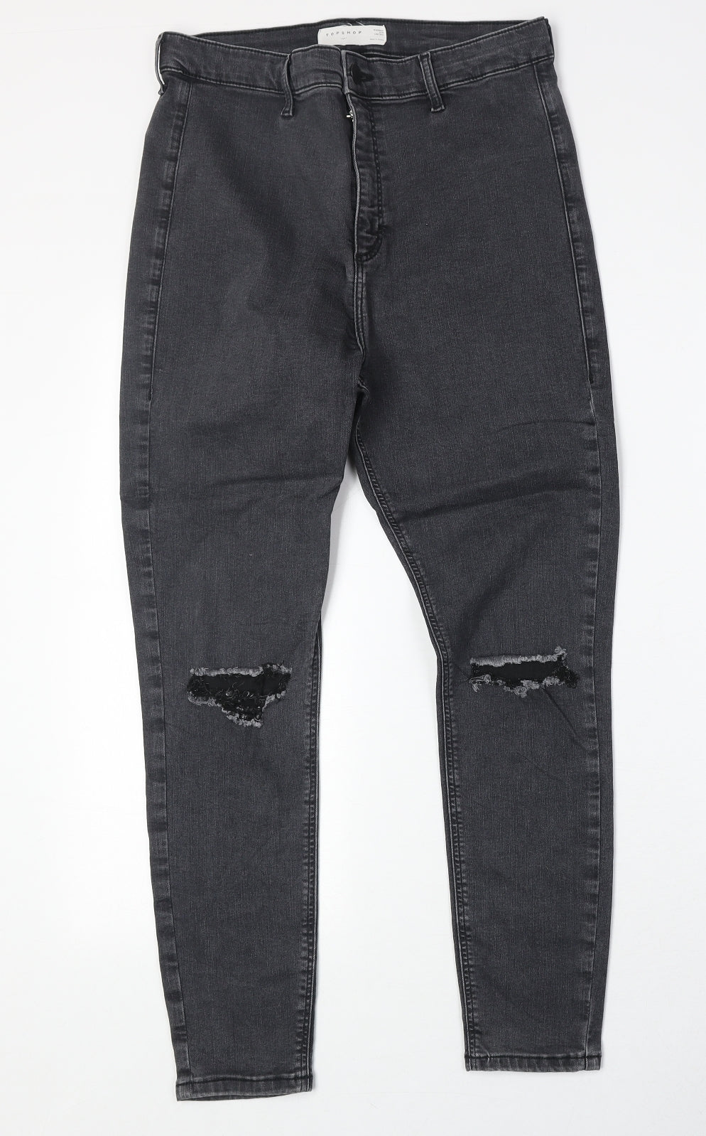 Topshop Womens Black Cotton Skinny Jeans Size 34 in Regular Zip