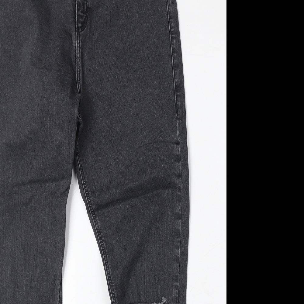 Topshop Womens Black Cotton Skinny Jeans Size 34 in Regular Zip