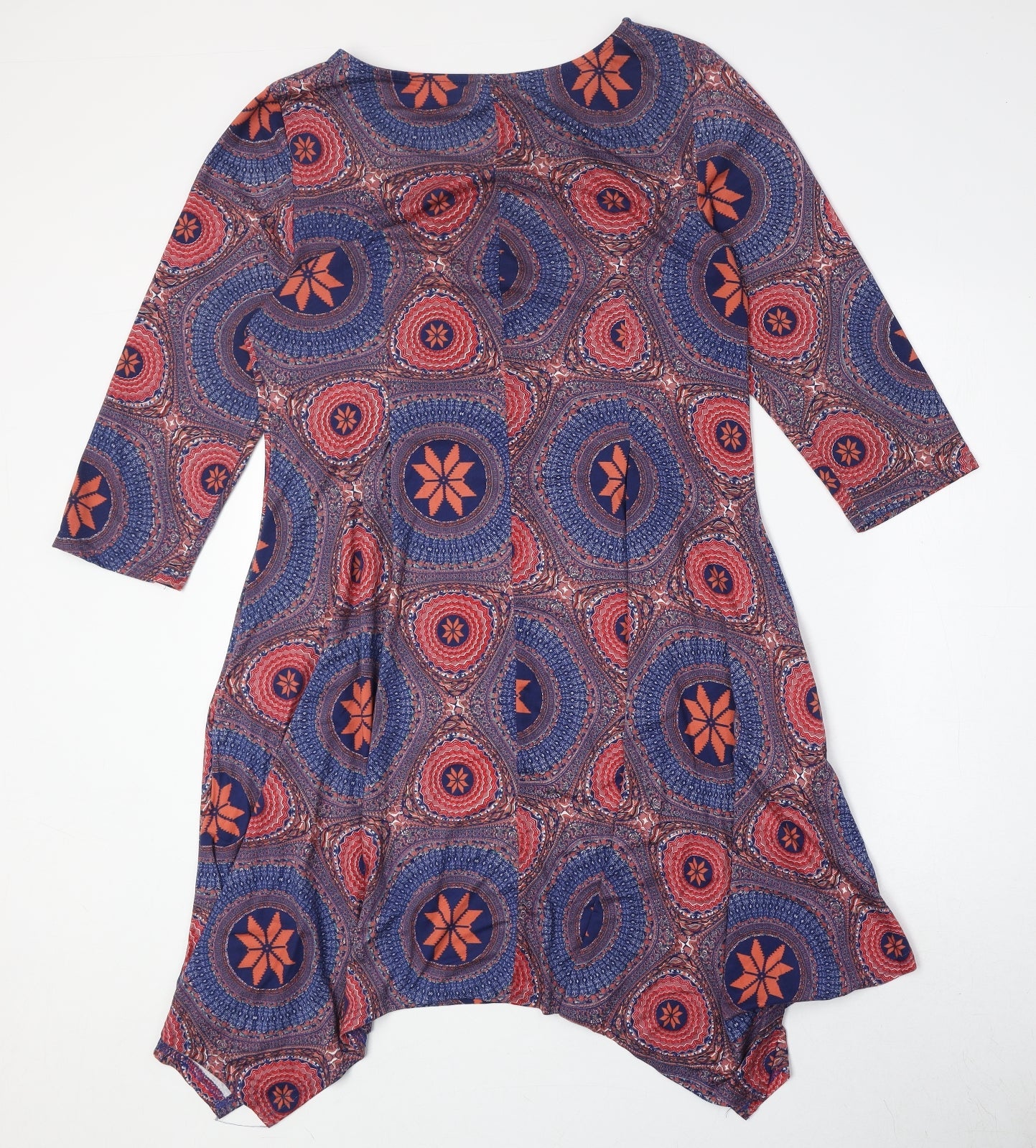 Izabel Womens Multicoloured Geometric Polyester Trapeze & Swing Size 14 Round Neck Pullover