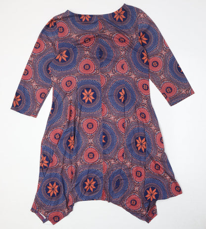 Izabel Womens Multicoloured Geometric Polyester Trapeze & Swing Size 14 Round Neck Pullover