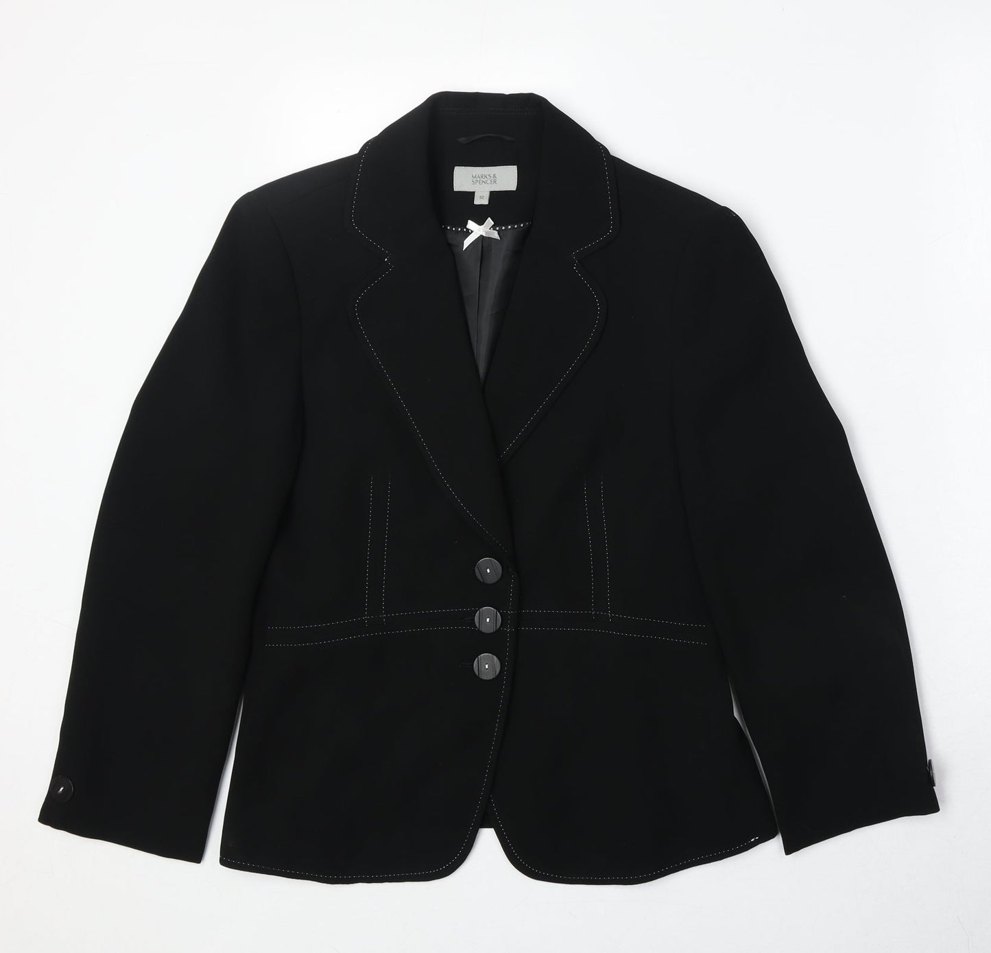 Marks and Spencer Womens Black Polyester Jacket Blazer Size 12