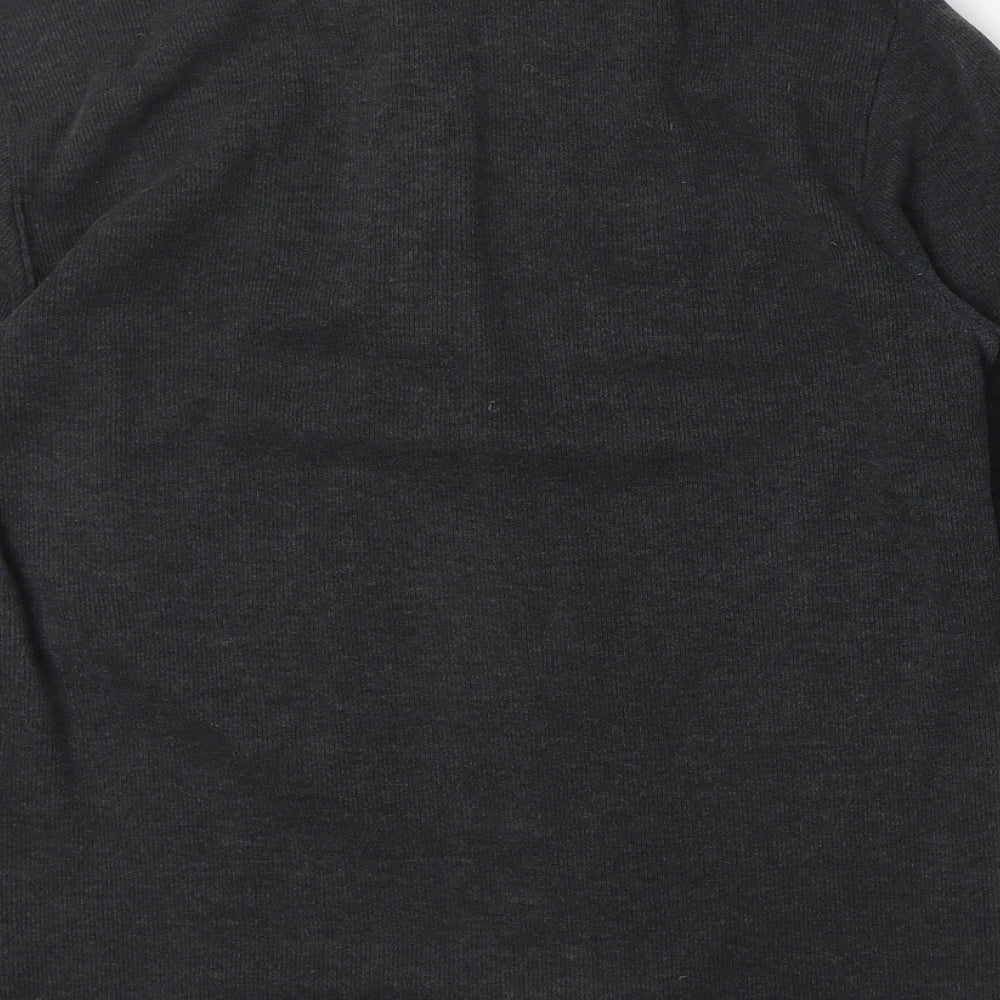 G2000 Mens Grey High Neck Cotton Henley Jumper Size M Long Sleeve