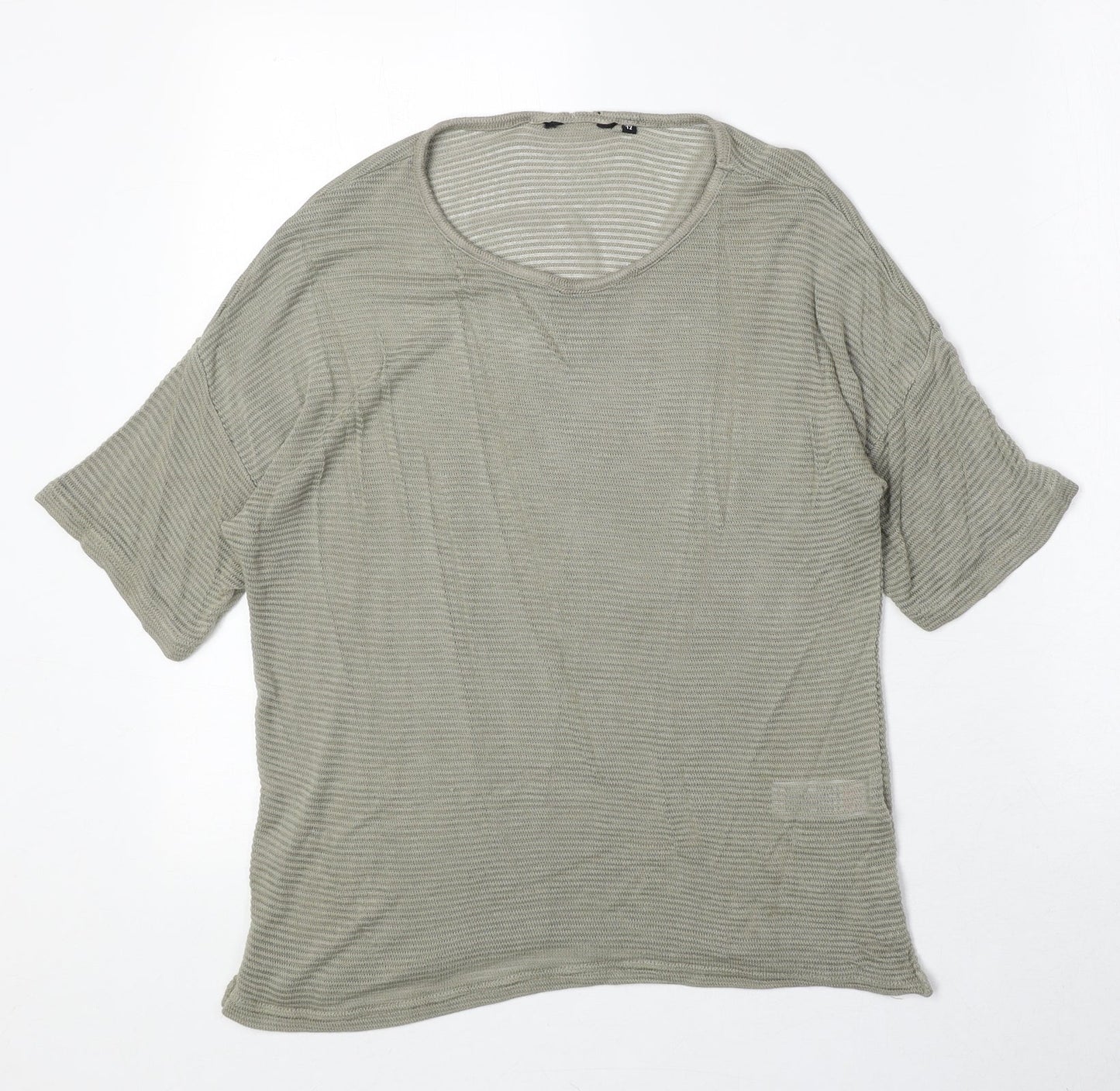 Womens UK Size 12 New Look Green Basic T-Shirt