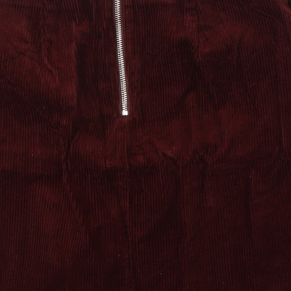 New Look Womens Red Cotton A-Line Skirt Size 8 Zip