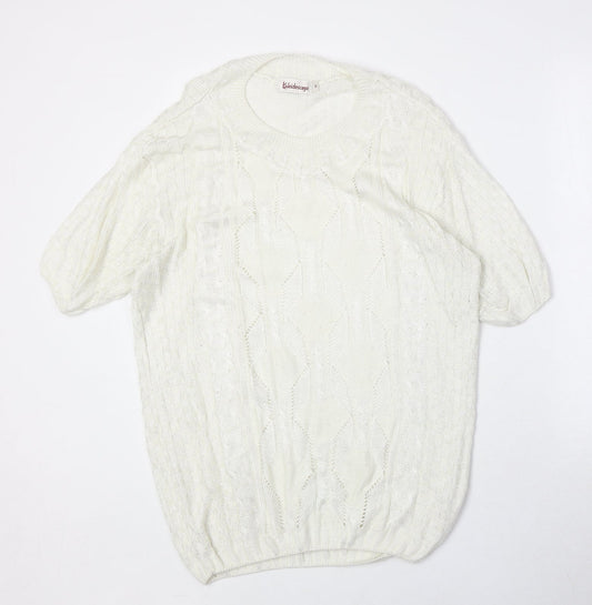 Kaleidoscope Womens Ivory Round Neck Viscose Pullover Jumper Size M