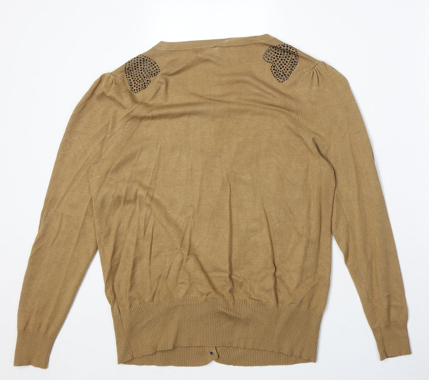 Max C Womens Beige Round Neck Viscose Cardigan Jumper Size 14