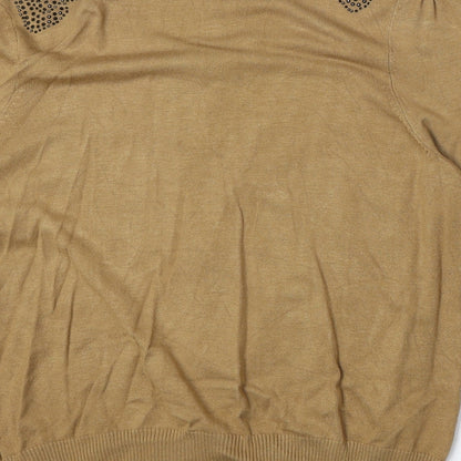 Max C Womens Beige Round Neck Viscose Cardigan Jumper Size 14