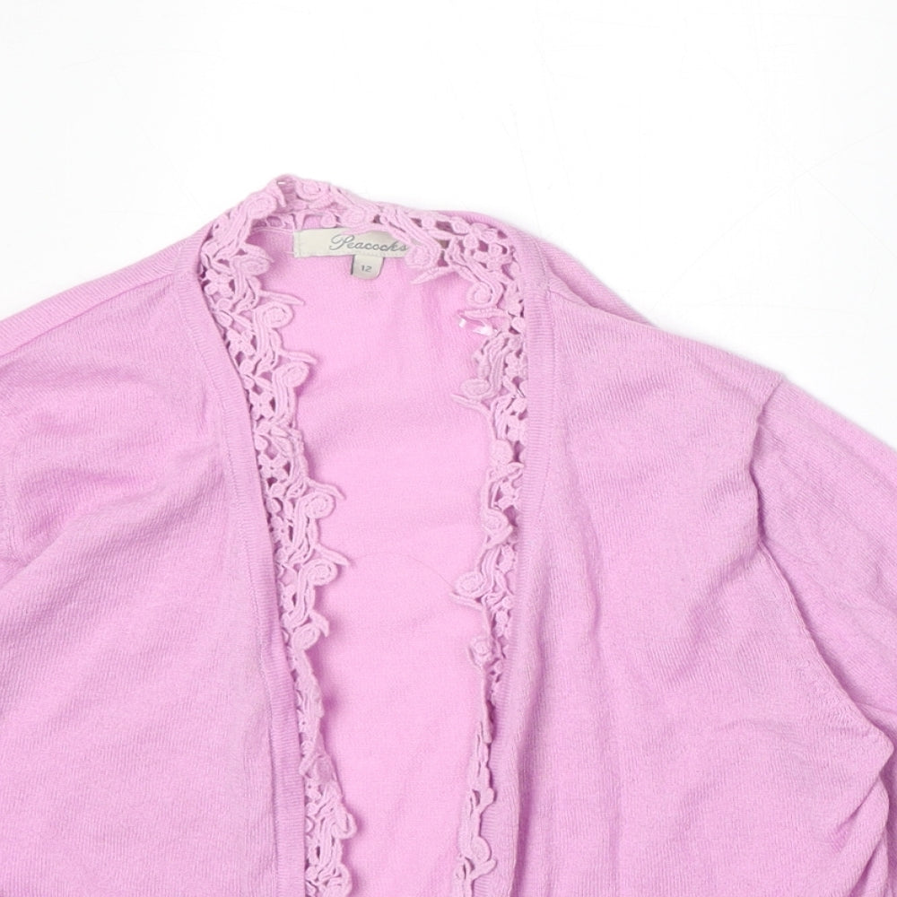 Womens UK Size 12 Peacocks Purple Cardigan Jumper