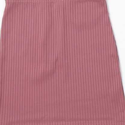 PRETTYLITTLETHING Womens Pink Polyester Bandage Skirt Size 8