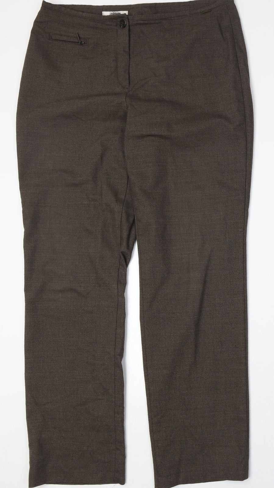 Steilmann Womens Brown Polyester Trousers Size 16 Regular Zip