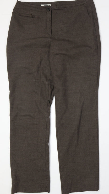 Steilmann Womens Brown Polyester Trousers Size 16 Regular Zip