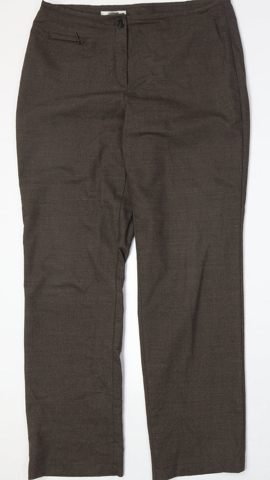 Steilmann Womens Brown Polyester Trousers Size 16 Regular Zip