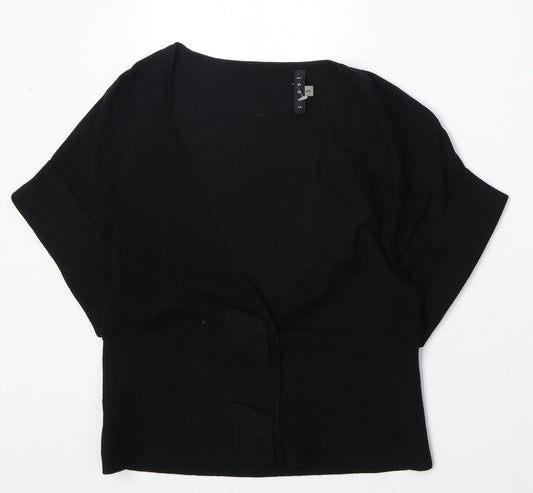 Coast Womens Black V-Neck Viscose Pullover Jumper Size S