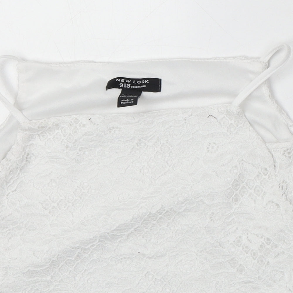 New Look Girls Ivory Nylon Pullover Blouse Size 12-13 Years Square Neck Pullover - Cold Shoulder