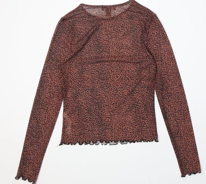Womens UK Size 8 New Look Brown Basic T-Shirt