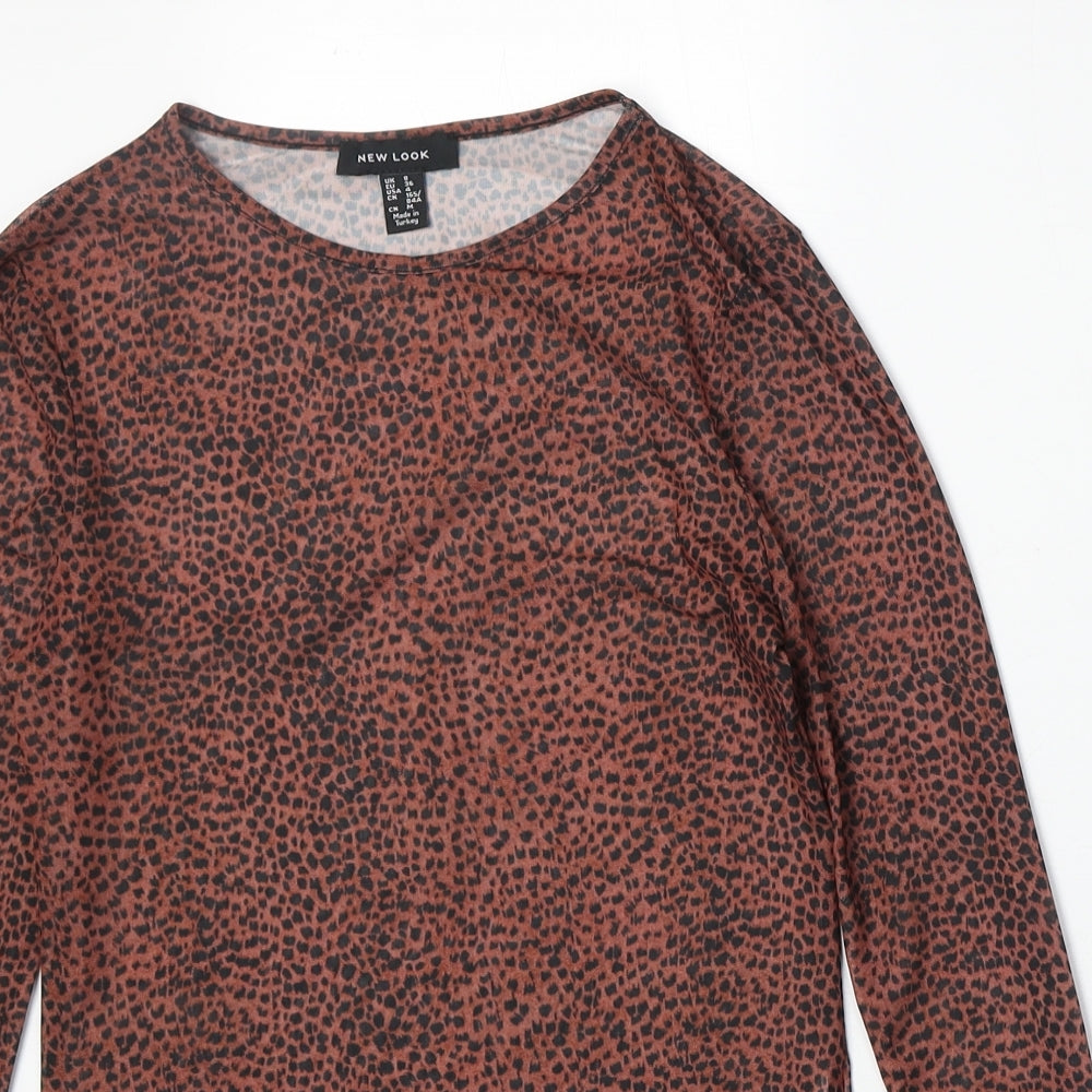 Womens UK Size 8 New Look Brown Basic T-Shirt