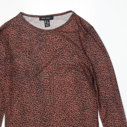 Womens UK Size 8 New Look Brown Basic T-Shirt
