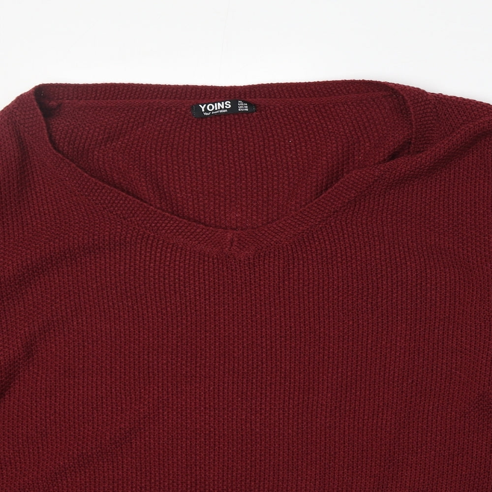 Womens UK Size XL Yoins Red Pullover Jumper