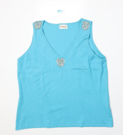 Womens UK Size L Roman Blue Basic Tank