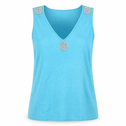 Womens UK Size L Roman Blue Basic Tank