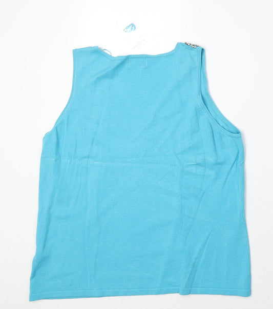 Womens UK Size L Roman Blue Basic Tank