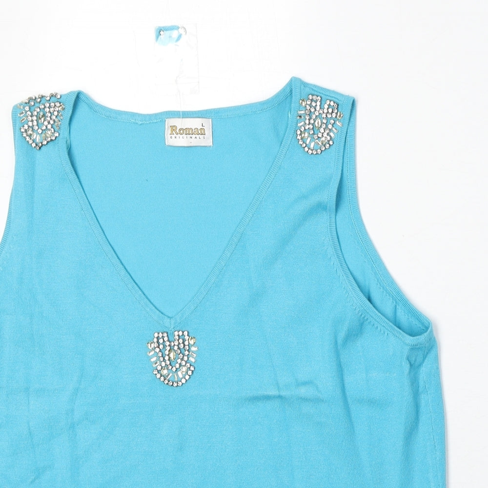 Womens UK Size L Roman Blue Basic Tank