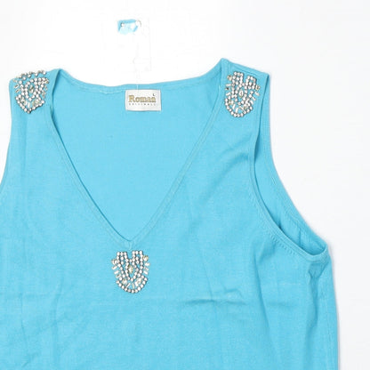 Womens UK Size L Roman Blue Basic Tank