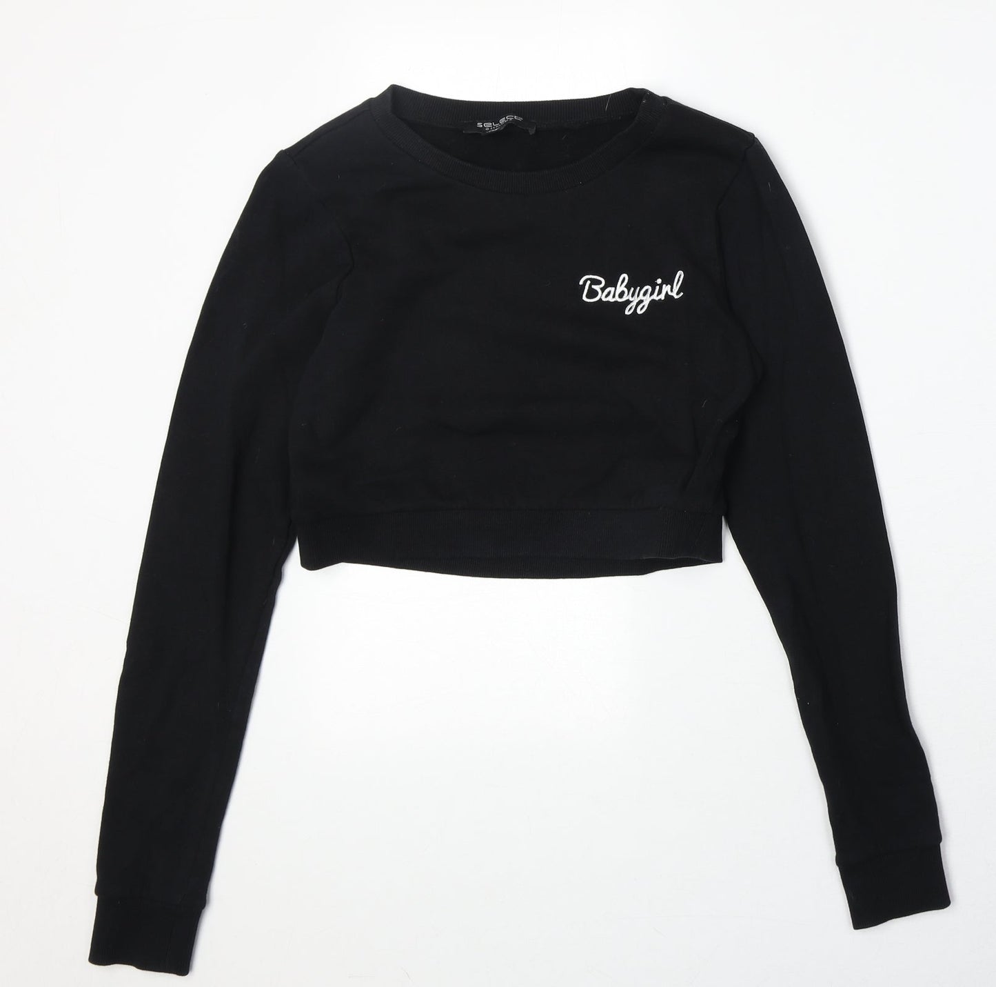 Select Womens Black 100% Cotton Pullover Sweatshirt Size 10 Pullover - Babygirl