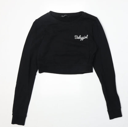 Select Womens Black 100% Cotton Pullover Sweatshirt Size 10 Pullover - Babygirl