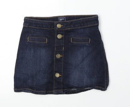 Gap Girls Blue Cotton Mini Skirt Size 6 Years Regular Button