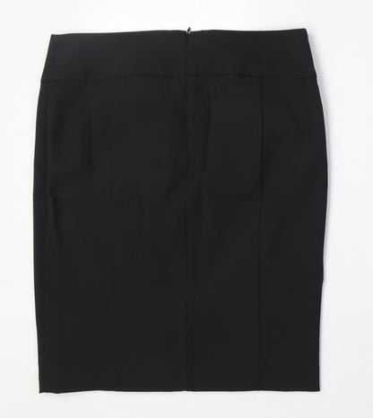 Express Desgin Studio Womens Black Polyester A-Line Skirt Size L Zip - Leopard Pattern
