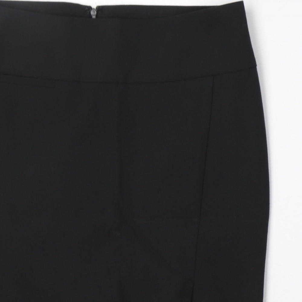 Express Desgin Studio Womens Black Polyester A-Line Skirt Size L Zip - Leopard Pattern