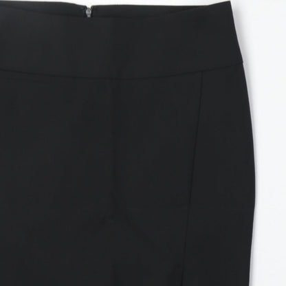 Express Desgin Studio Womens Black Polyester A-Line Skirt Size L Zip - Leopard Pattern