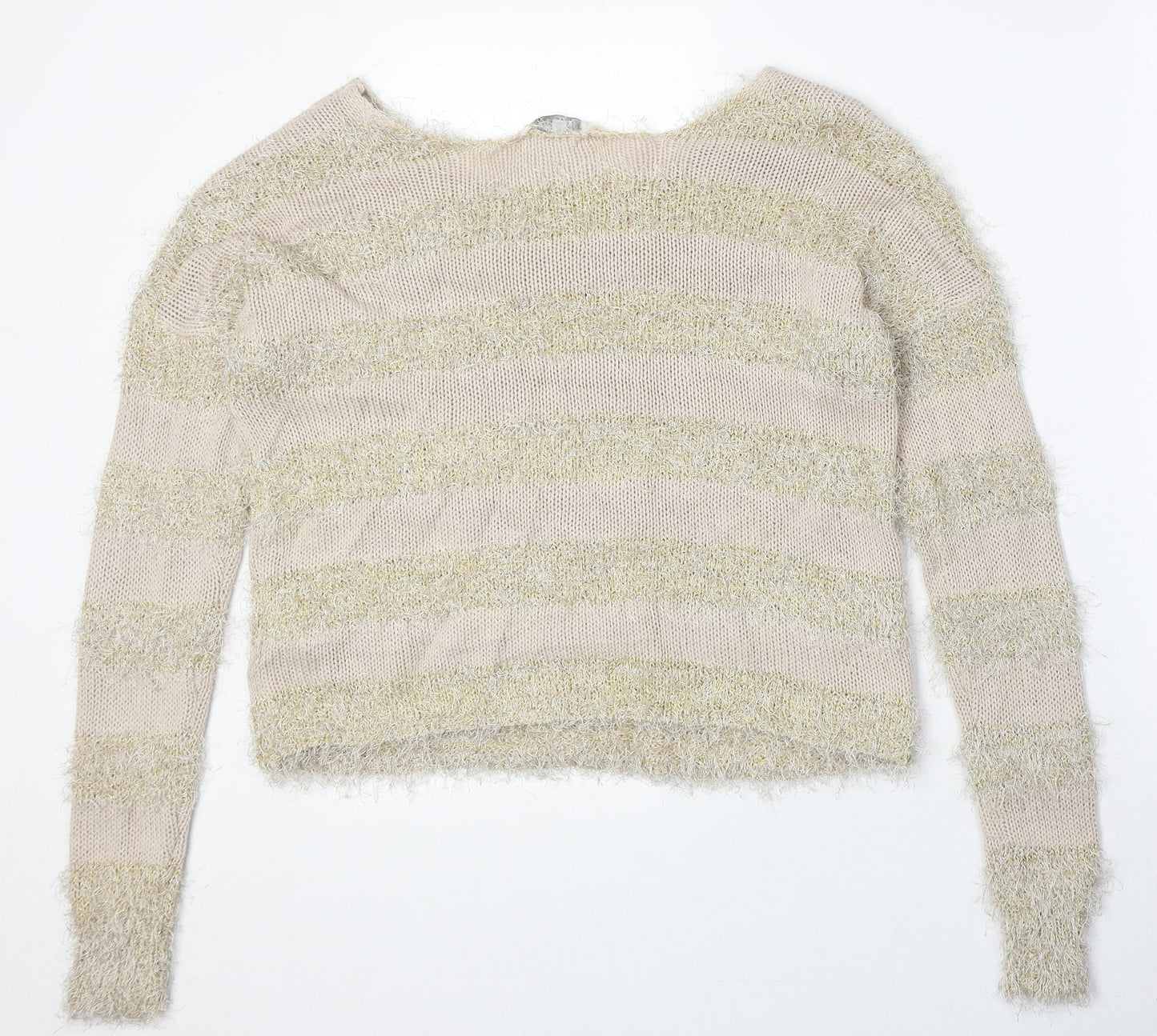 Diamond Womens Multicoloured Boat Neck Striped Polyester Pullover Jumper Size M