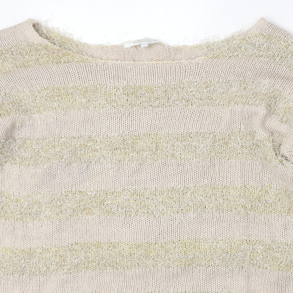 Diamond Womens Multicoloured Boat Neck Striped Polyester Pullover Jumper Size M