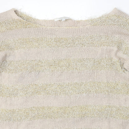 Diamond Womens Multicoloured Boat Neck Striped Polyester Pullover Jumper Size M