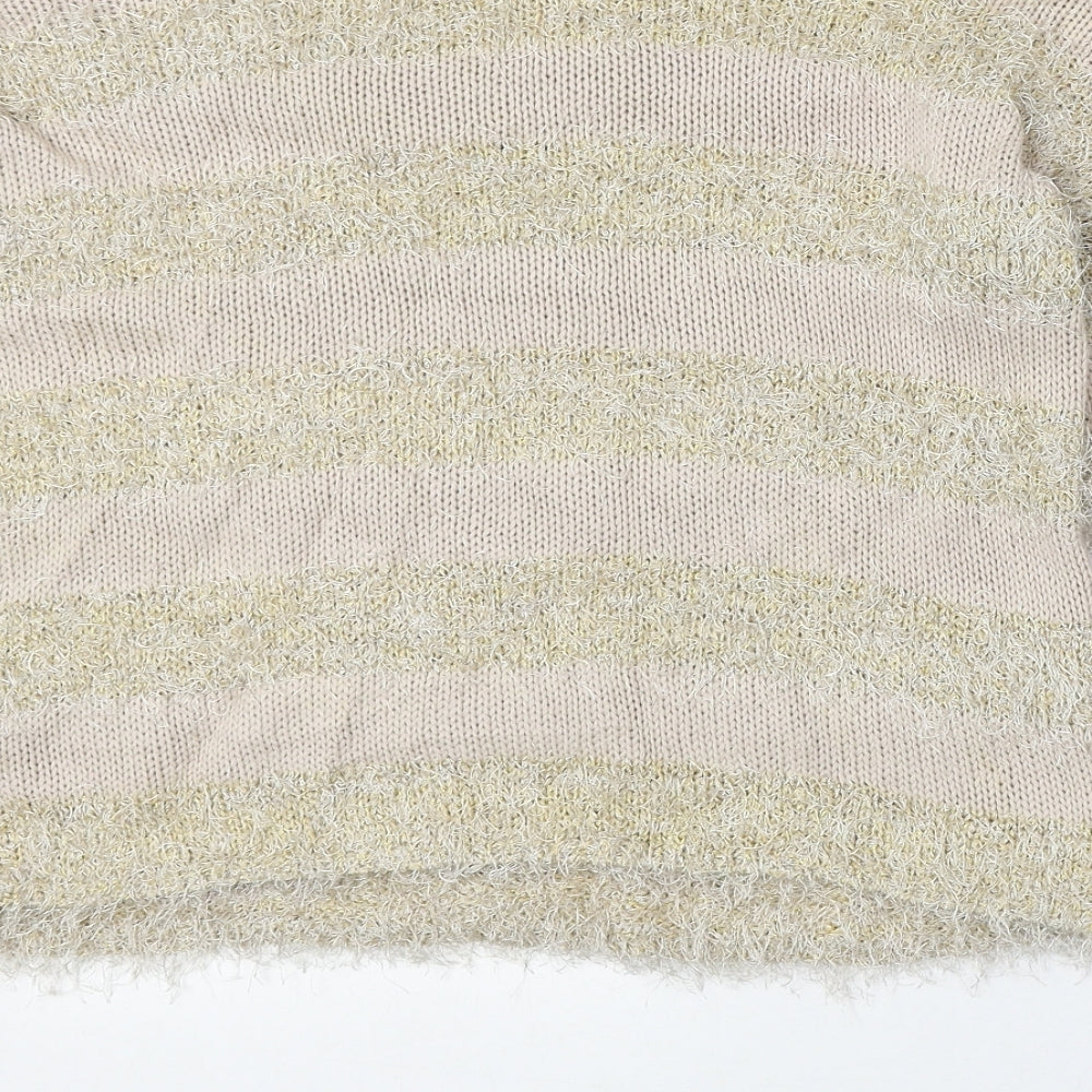 Diamond Womens Multicoloured Boat Neck Striped Polyester Pullover Jumper Size M