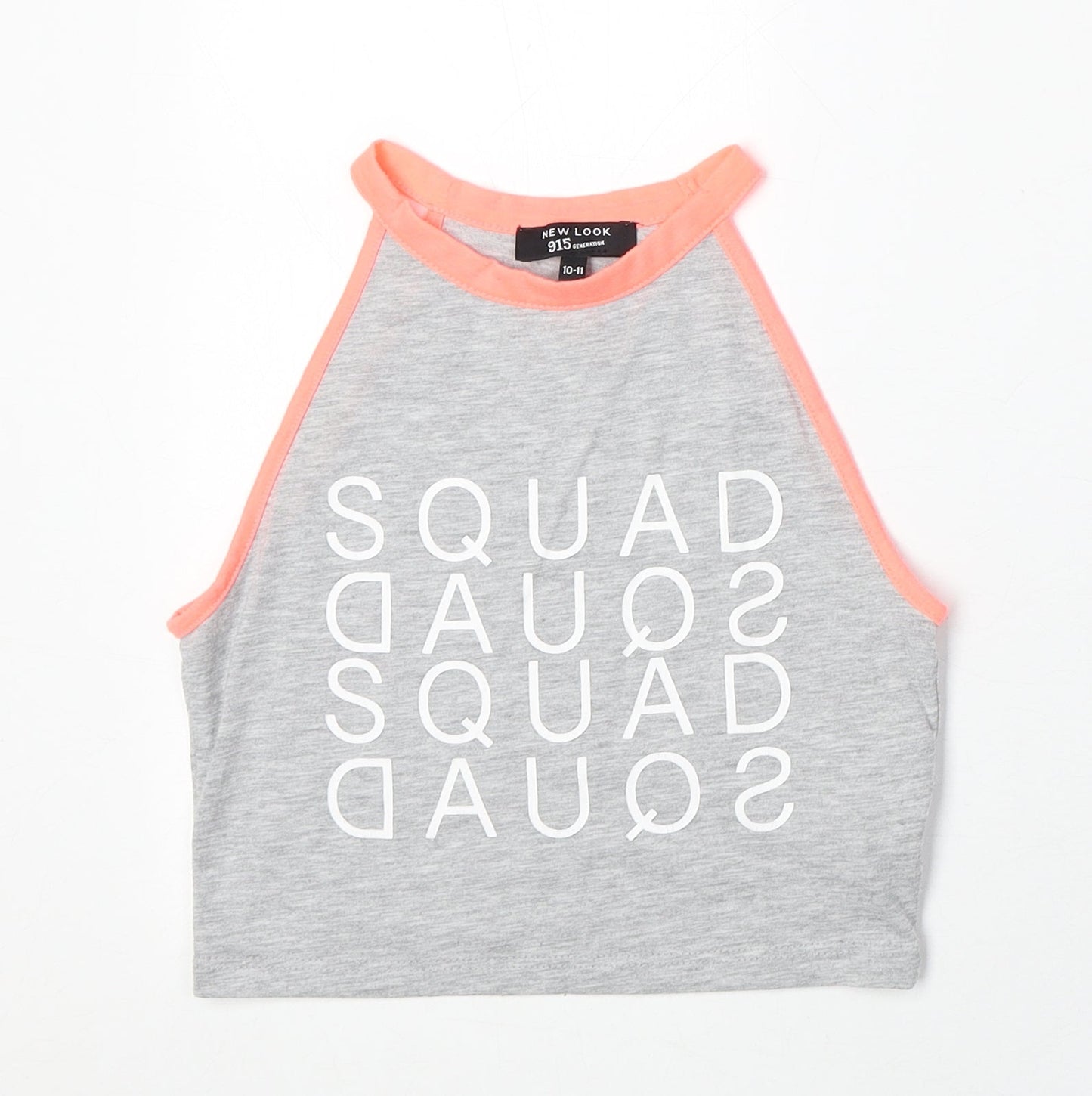 New Look Girls Grey Polyester Pullover Tank Size 10-11 Years Round Neck Pullover - Squad