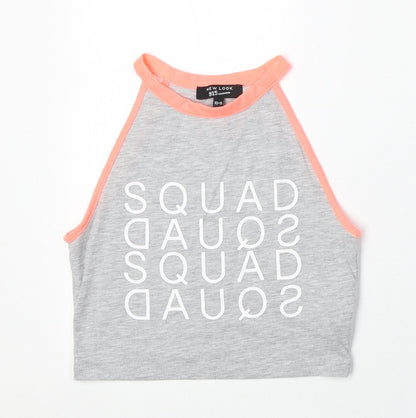 New Look Girls Grey Polyester Pullover Tank Size 10-11 Years Round Neck Pullover - Squad