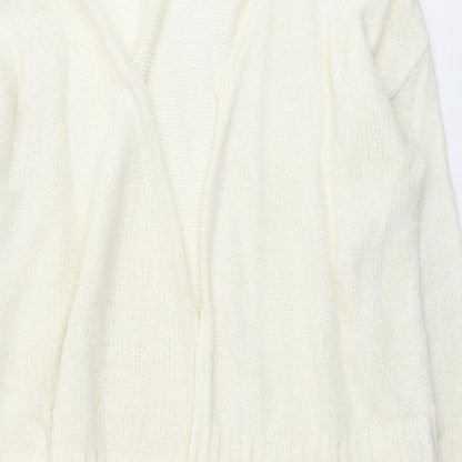 Boohoo Womens Ivory V-Neck Acrylic Cardigan Jumper Size M - Open