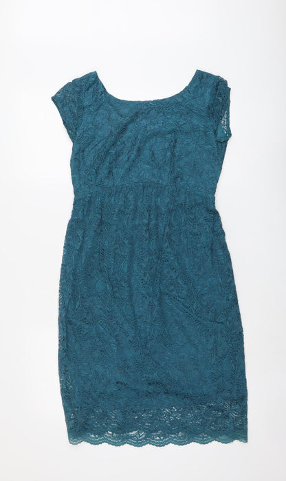 Tiffany Rose Womens Blue Nylon A-Line Size 8 Round Neck Pullover