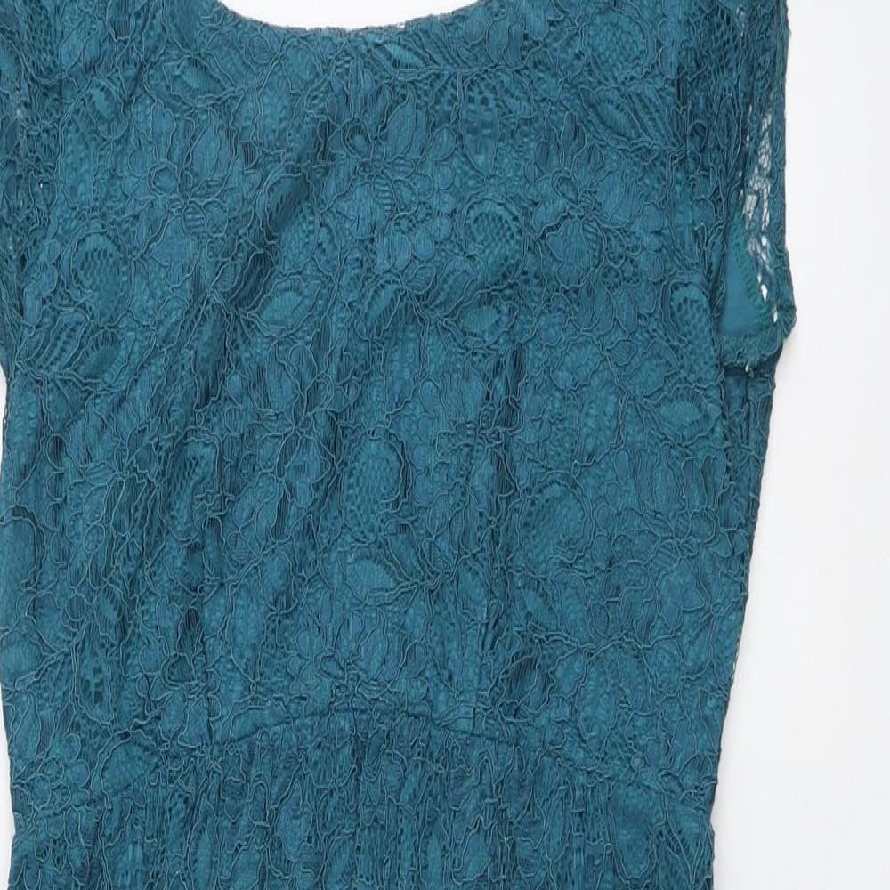 Tiffany Rose Womens Blue Nylon A-Line Size 8 Round Neck Pullover
