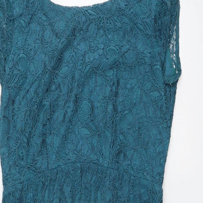 Tiffany Rose Womens Blue Nylon A-Line Size 8 Round Neck Pullover