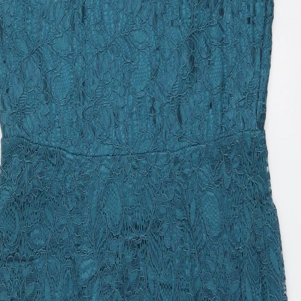 Tiffany Rose Womens Blue Nylon A-Line Size 8 Round Neck Pullover